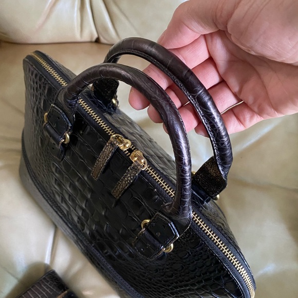 Vintage Brahmin Vivian Satchel & Wallet Set Melbourne Leather Tri-Color - Picture 5 of 15